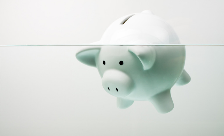 Piggy bank under water
