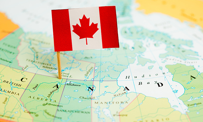 Map and Flag of Canada