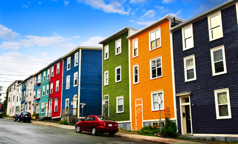 Colourful homes in St John's.