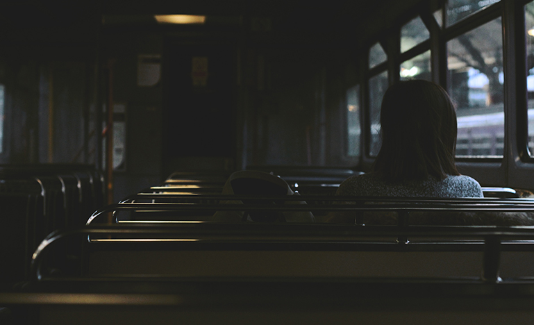 person on bus