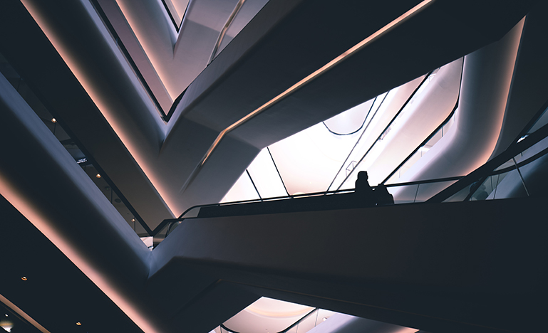 people on escalator