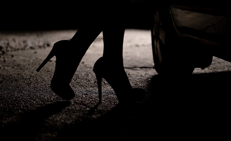 High heels on dark street