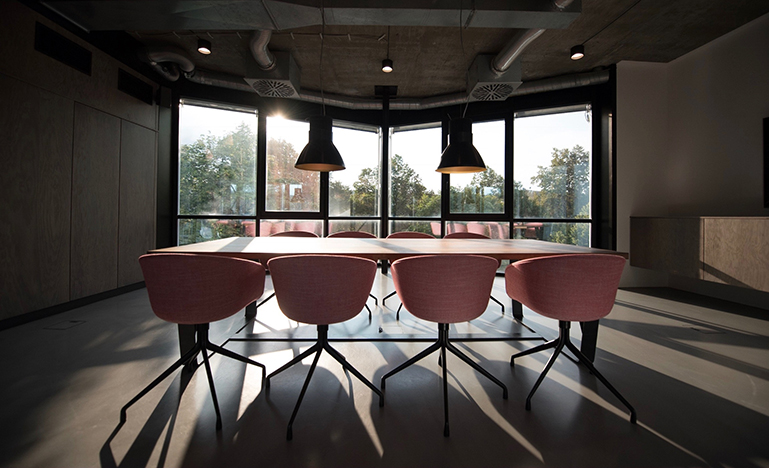 Dark boardroom