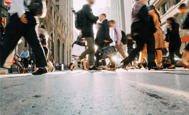 Crowded street at rush hour
