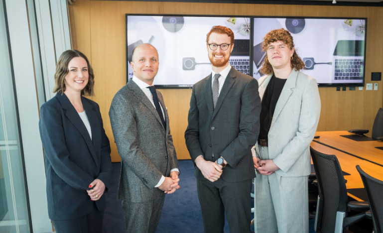 The McCarthy Tétrault team that represented the CBA. From left: Lindsay Frame, Michael Feder, K.C., Connor Bildfell, and Nico Rullmann