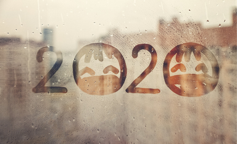 Handmade picture of 2020 on window