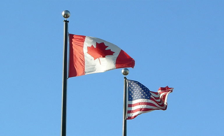Canada and US flags