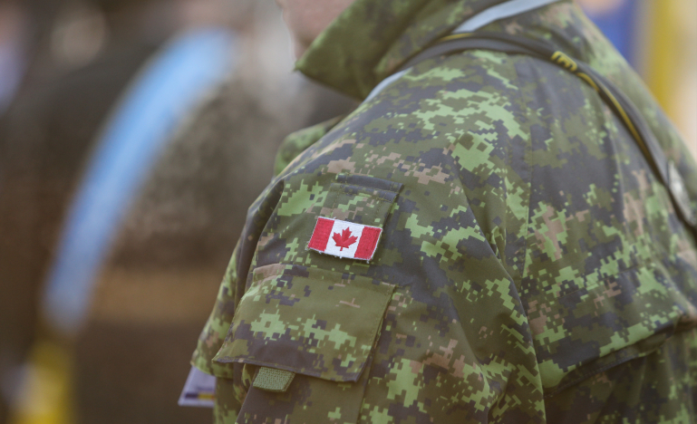 Shoulder of Canadian soldier