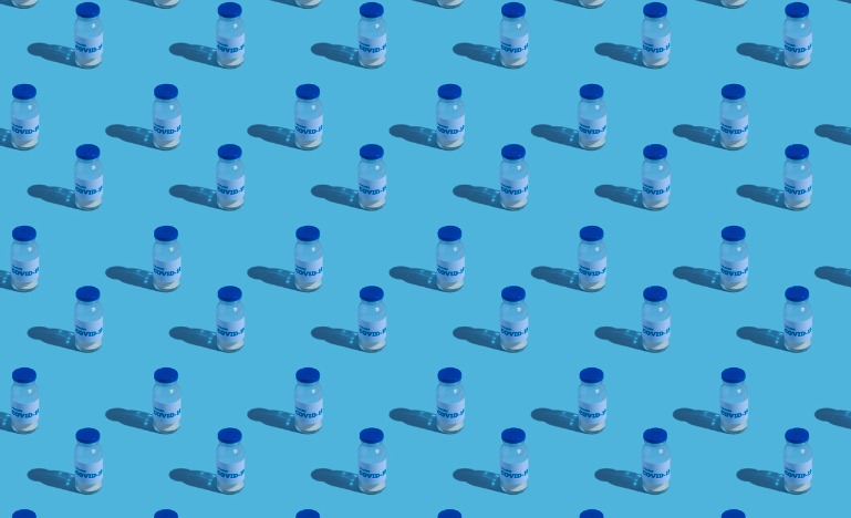 Vaccine bottles lined up