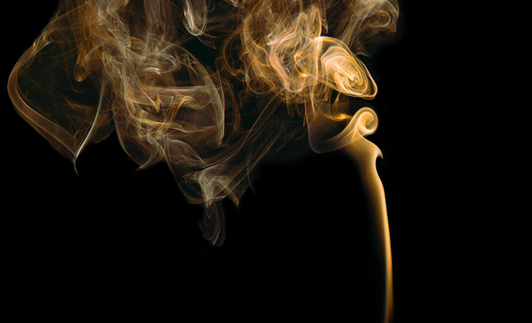 Cannabis smoke on black background