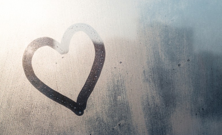 heart in a frozen window
