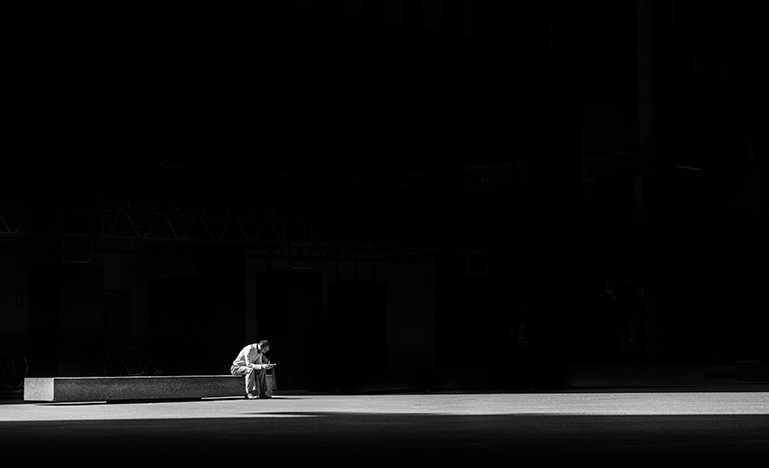 person sitting in distance