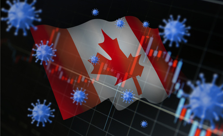 Canadian flag and COVID