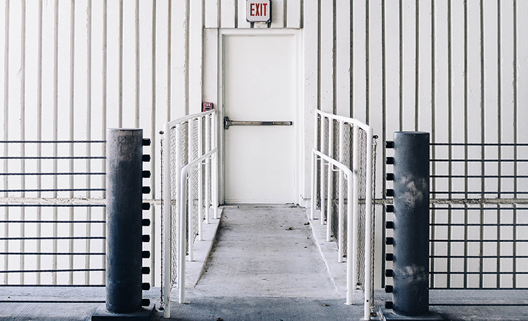 door with exit sign