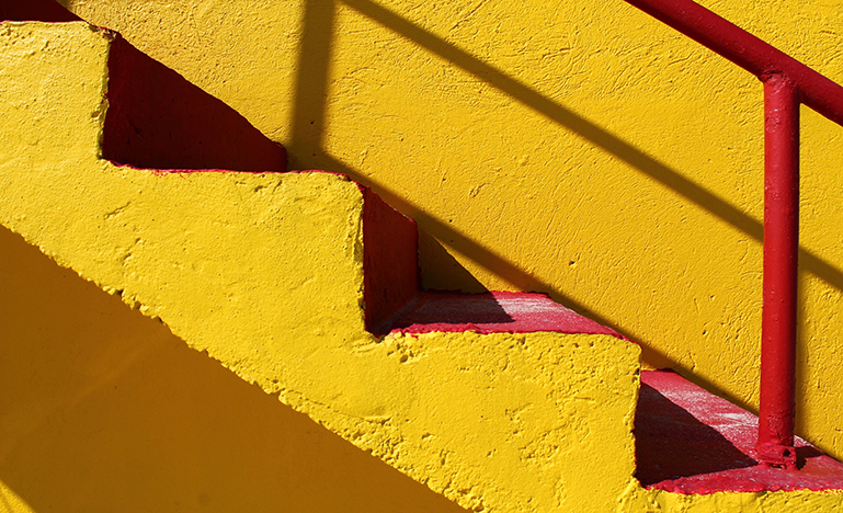 Yellow-painted stairs