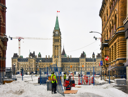 A fence remains in place one week after police cleared the area near Parliament Hill of trucker convoy protesters in 2022