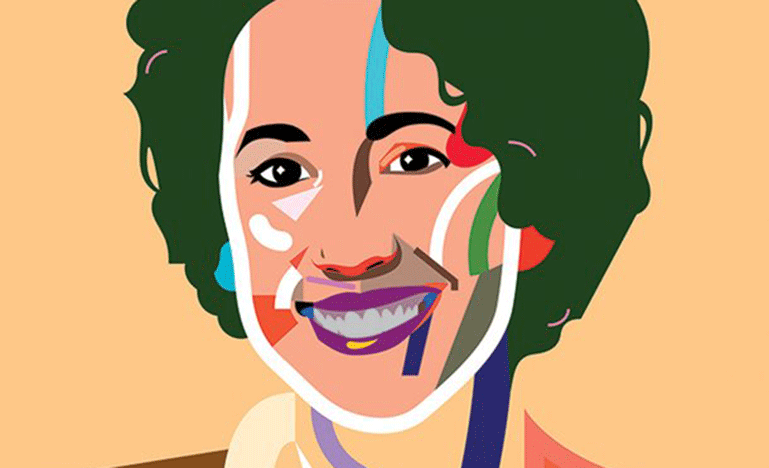 Colourful and artistic image of a woman's face