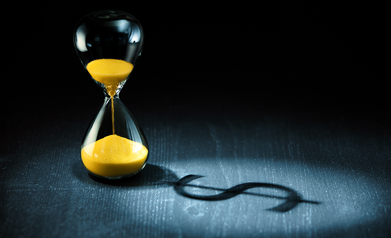 Hourglass and money shadow