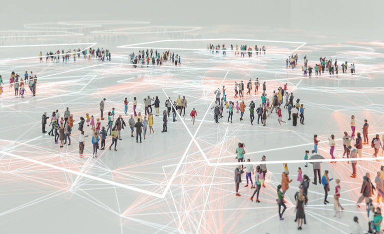 People and modern technology connection