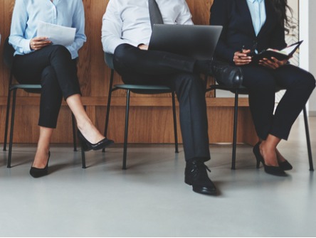 diverse group of people waiting for an interview