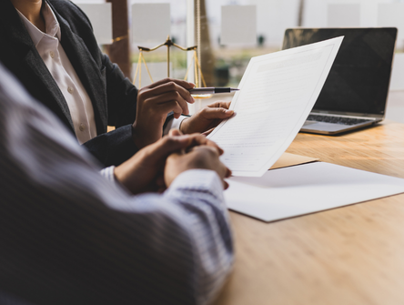 A lawyer and their client