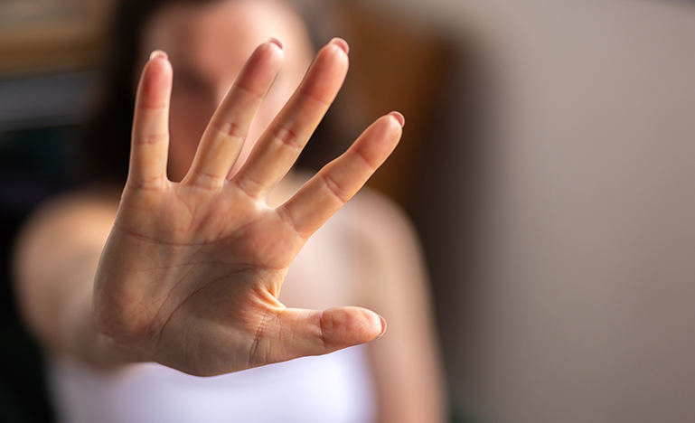 Woman with an open hand