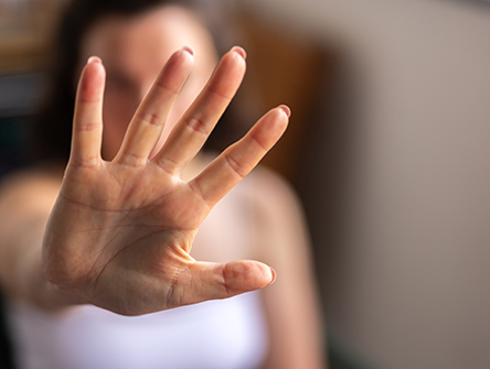 Woman with an open hand