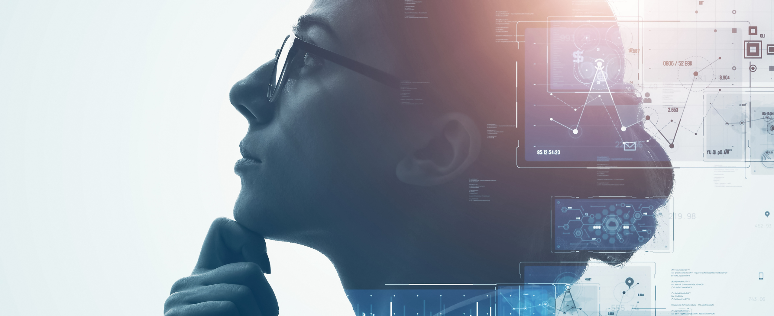 Illustration conceptuelle d'une femme et de l'IA