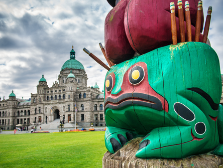 The Knowledge Totem Pole on the lawn of the B.C. Legislature