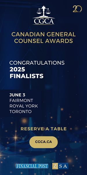 Canadian General Counsel Awards Congratulations 2025 finalists - Reserve a table - ZSA