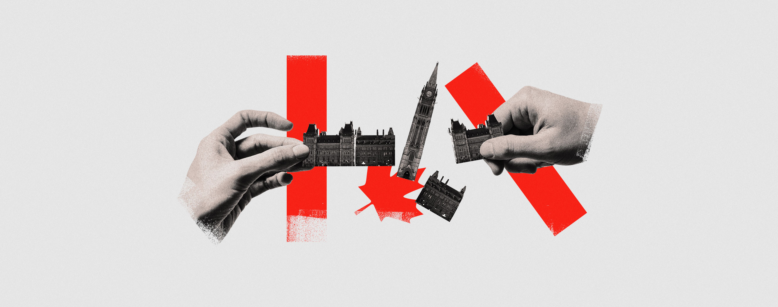 Parliament Broken on Canadian flag background