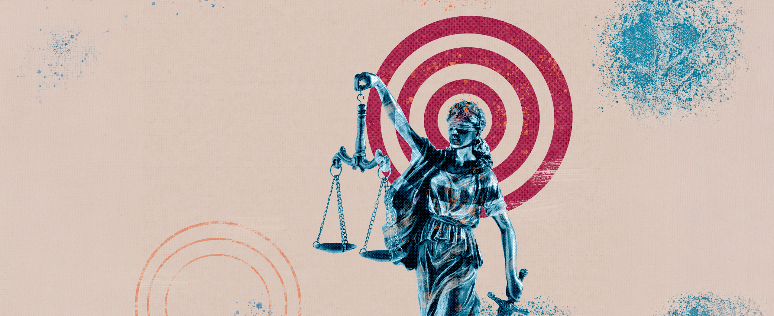 statue of justice themis femida on the background of the target