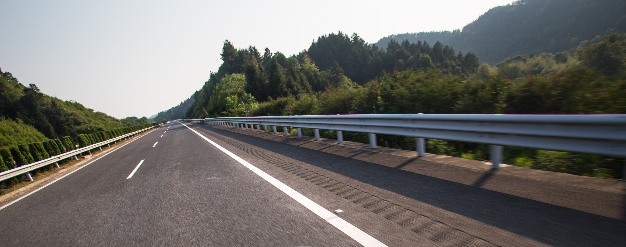 Guardrails along a highway
