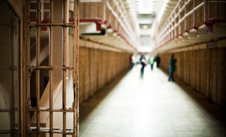 Corridor of prison with cells