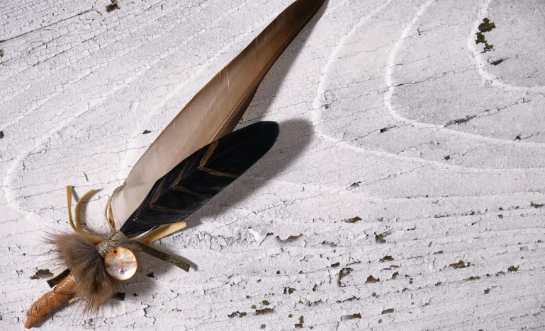 A smudging feather used in ceremonies