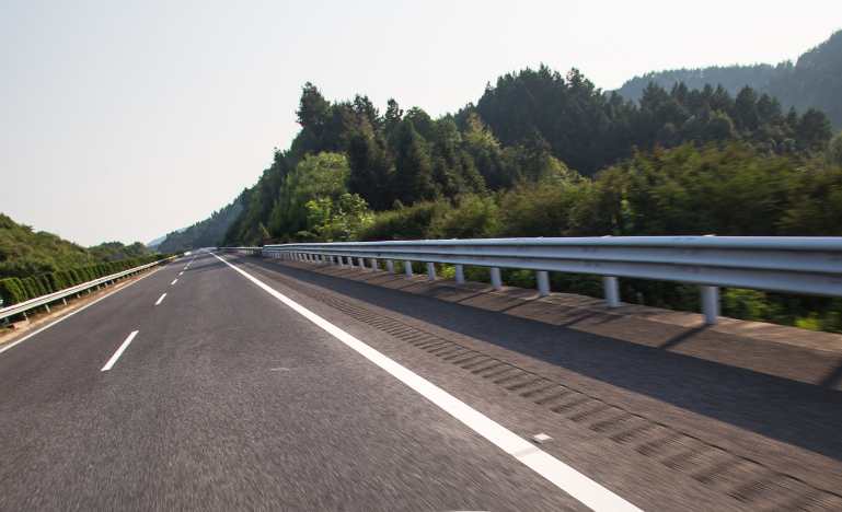 Guardrails along a highway