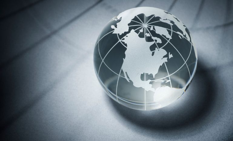 Un globe montrant l'Amérique du Nord