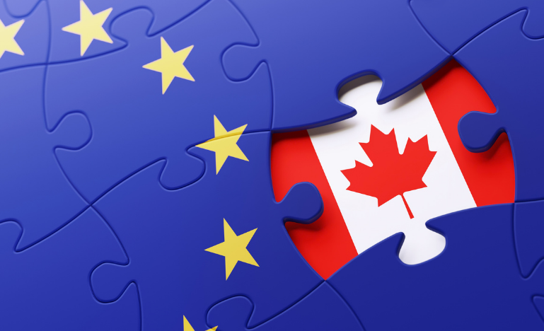 A European Union and Canadian flag puzzle