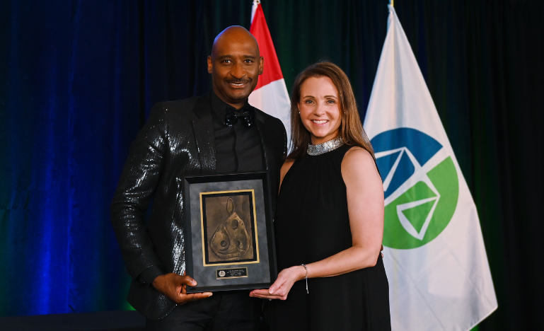 Antoine Collins and CBA President Bianca Kratt