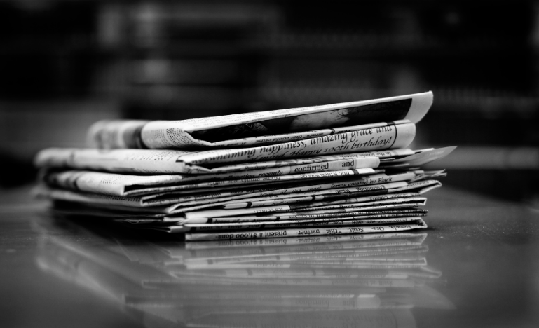 Stacks of newspapers 