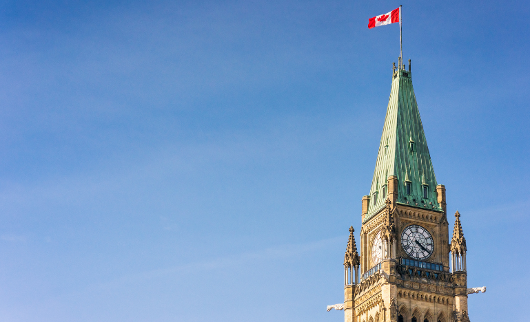 The peace tower on Parliament Hill