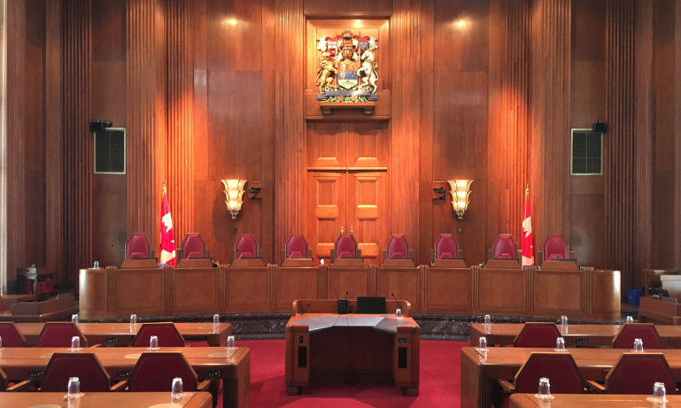La salle d'audience de la Cour suprême du Canada