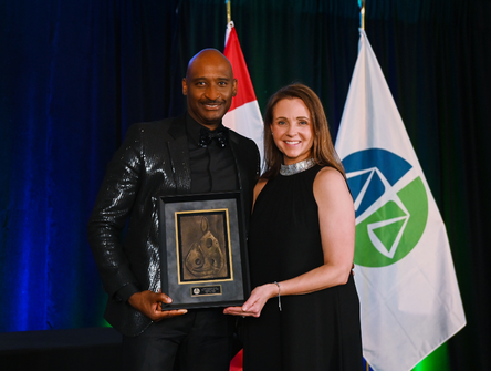 Antoine Collins and CBA President Bianca Kratt