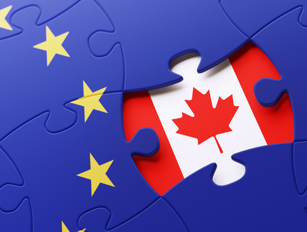 A European Union and Canadian flag puzzle